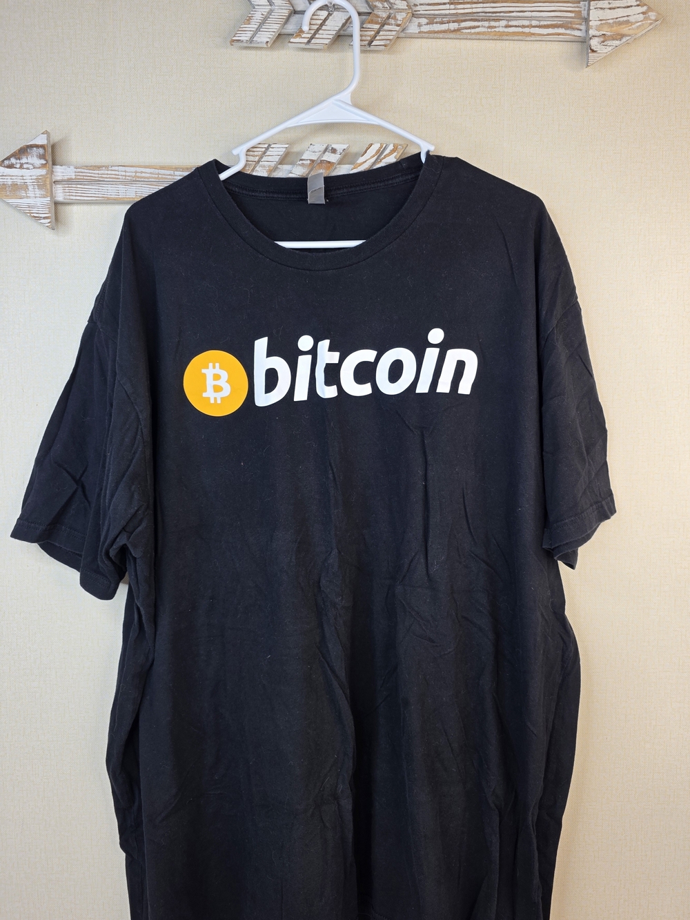 Mens 3XL Bitcoin Logo Black Short Sleeve Tee